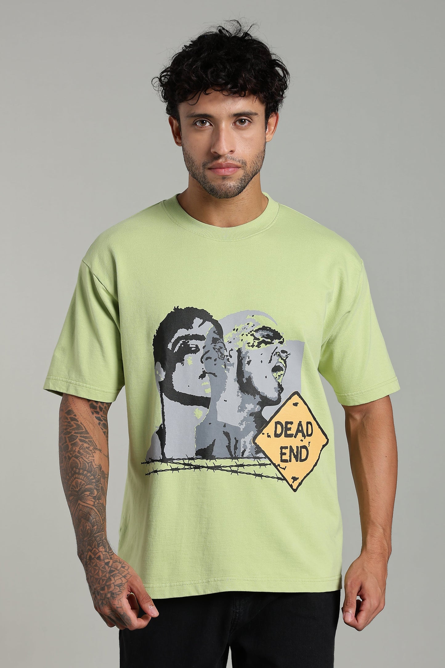 Green Dead End Oversized Printed T-shirt