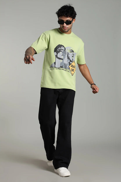 Green Dead End Oversized Printed T-shirt