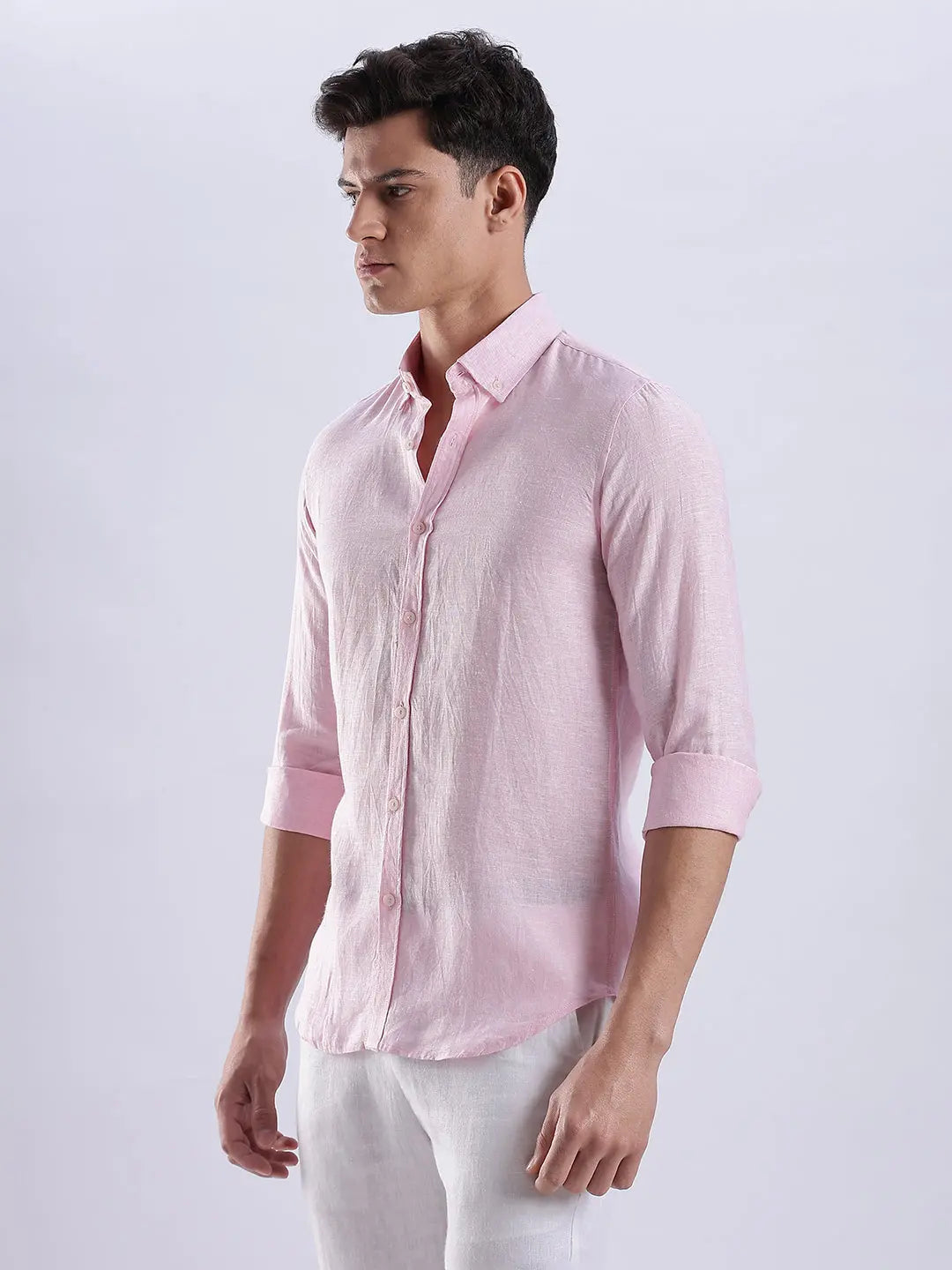 Men's Linen Soft Touch Frosty Pink Shirt Vellure