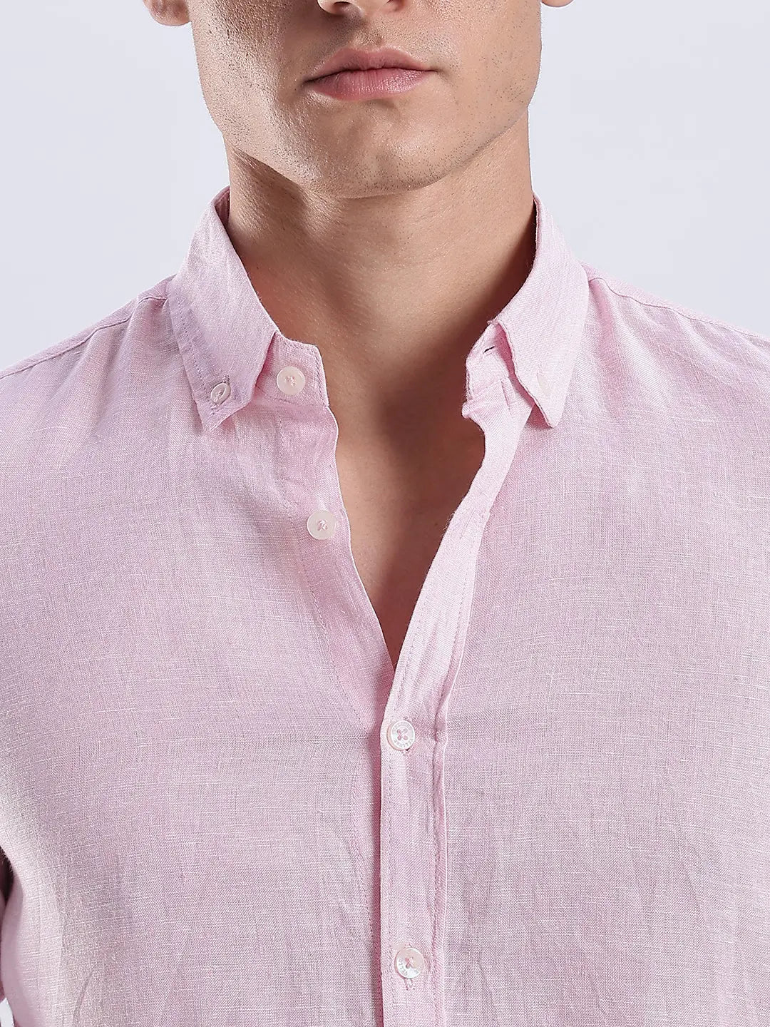 Men's Linen Soft Touch Frosty Pink Shirt Vellure