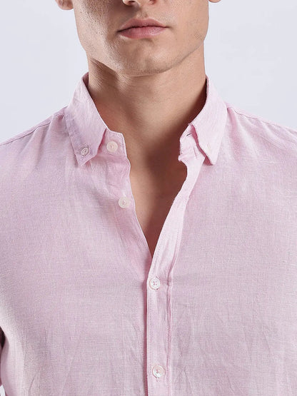 Men's Linen Soft Touch Frosty Pink Shirt Vellure