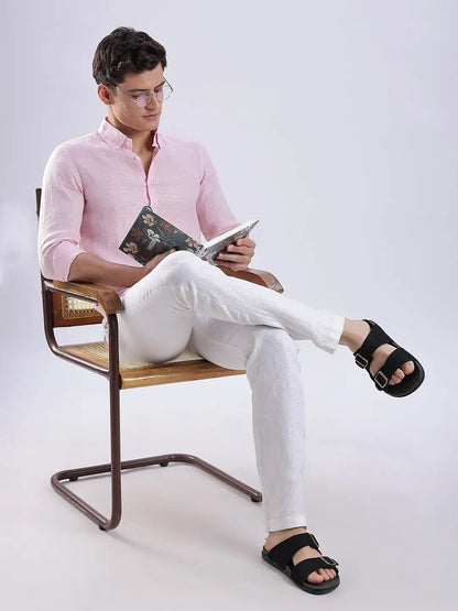 Men's Linen Soft Touch Frosty Pink Shirt Vellure