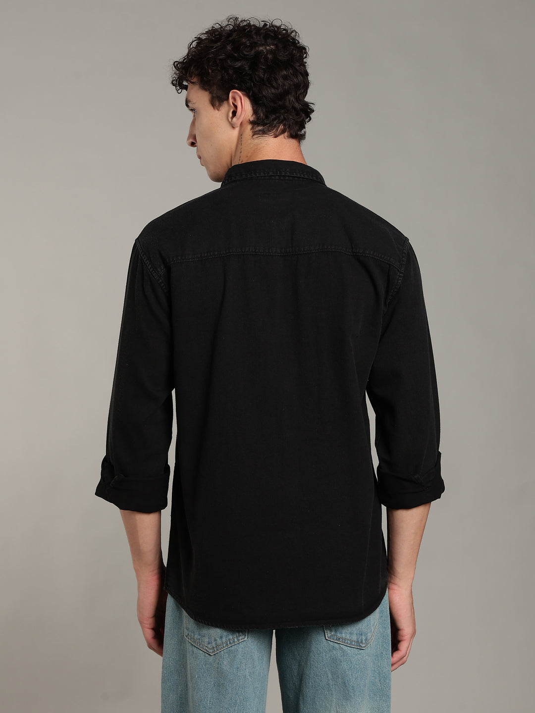 Double Flap Pocket Shirt- Relax/Baggy Fit - BLACK