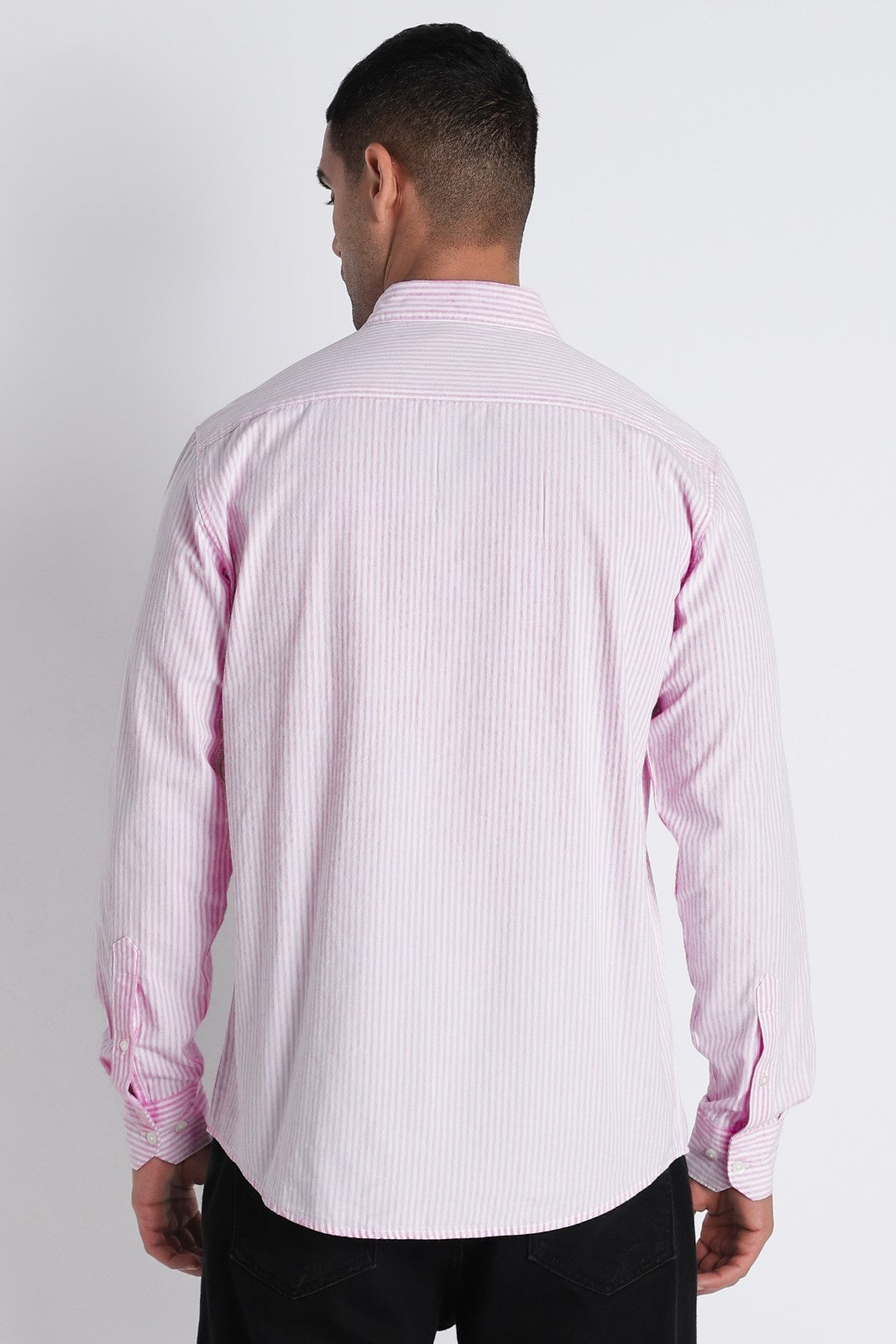 Blush Pink Fine Stripe Cotton Shirt Uri