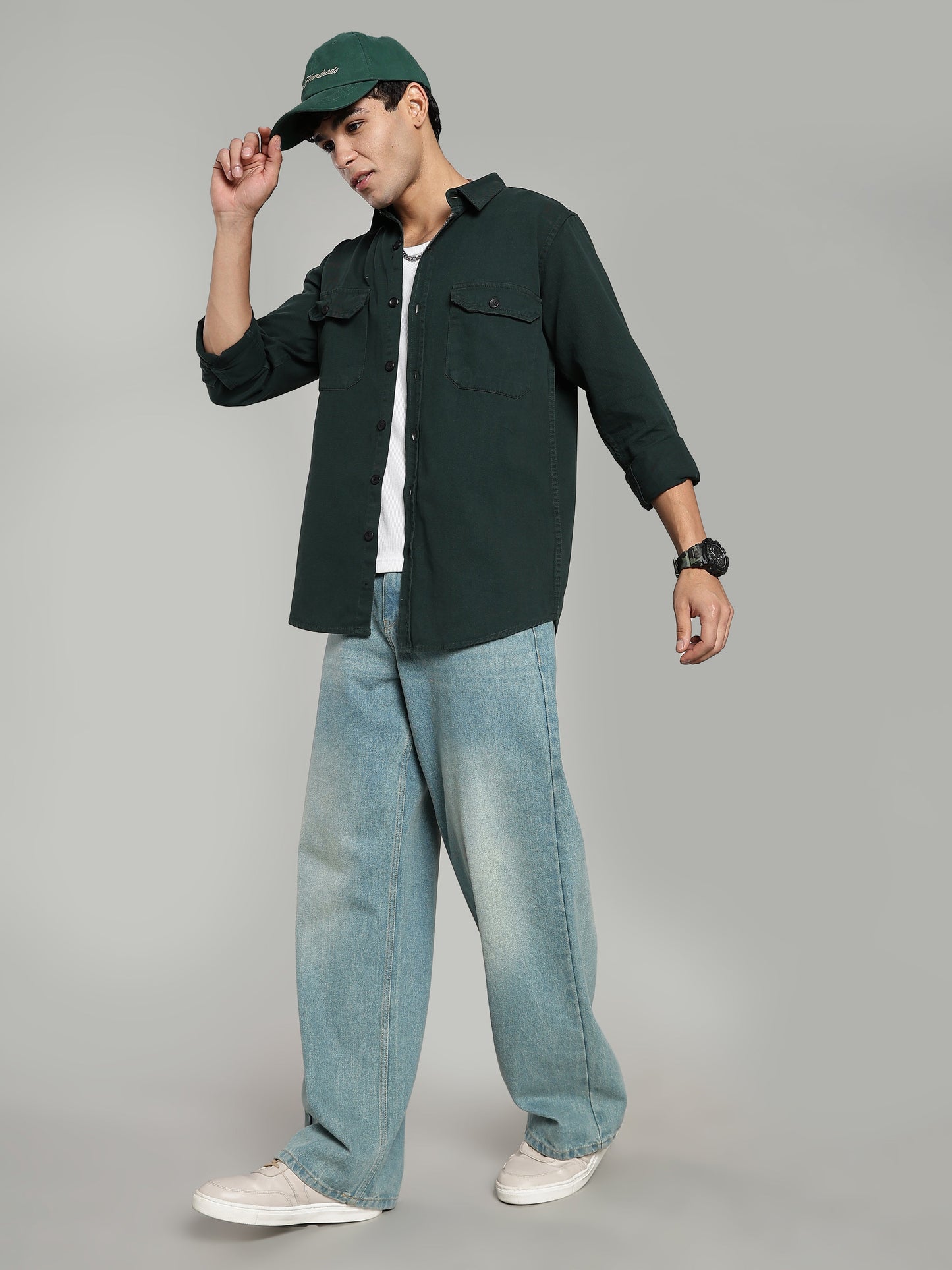 Deep Green Cotton Shirt | Regular Fit