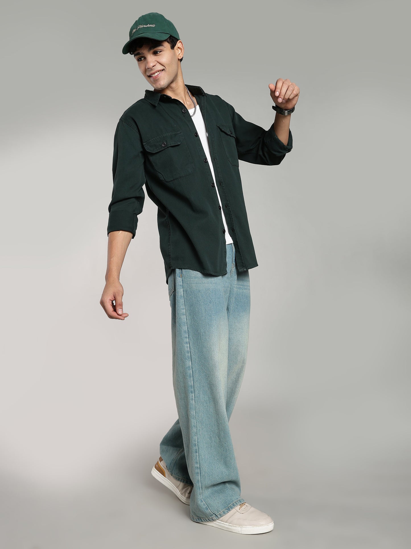 Deep Green Cotton Shirt | Regular Fit
