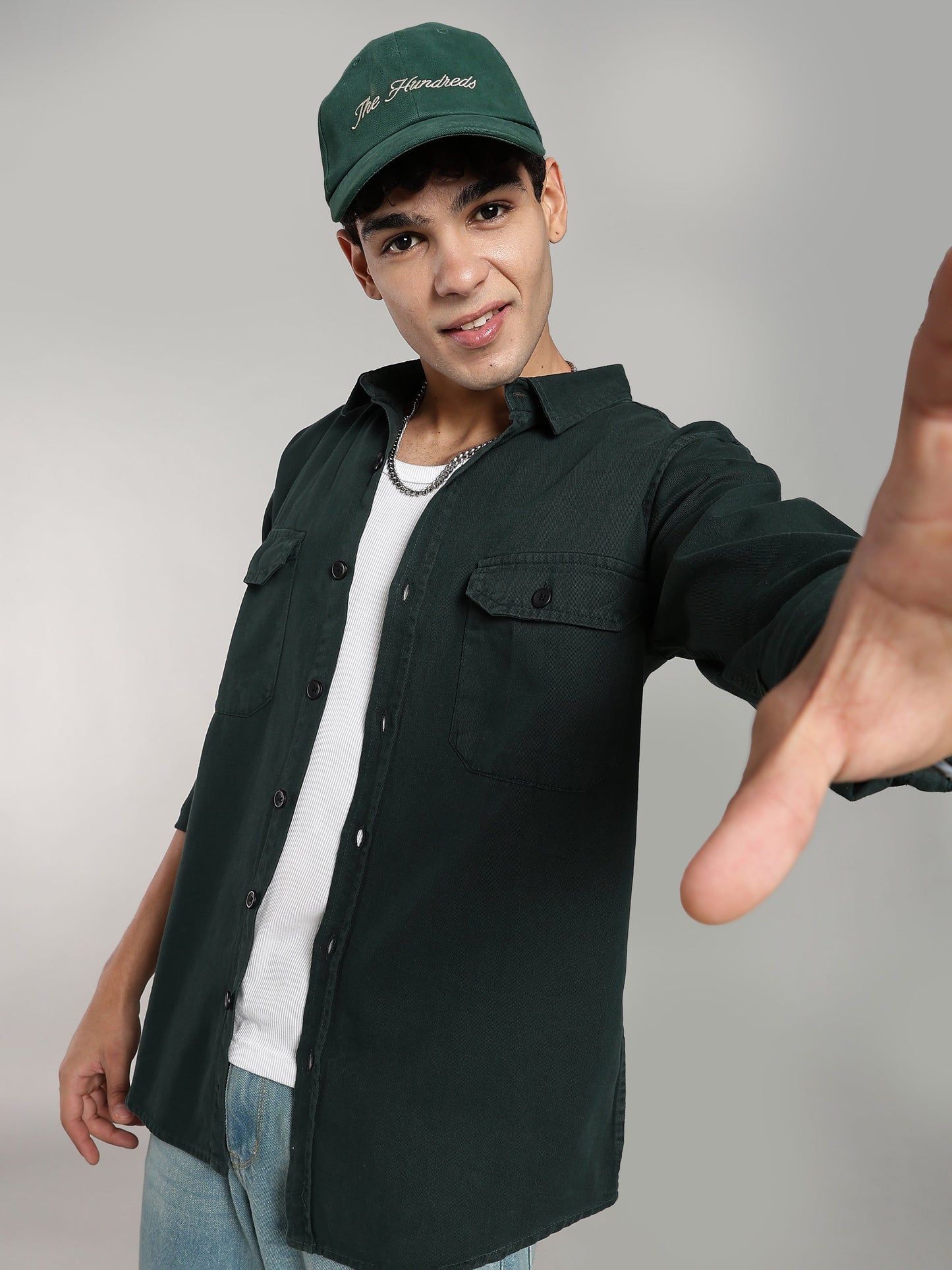 Deep Green Cotton Shirt | Regular Fit