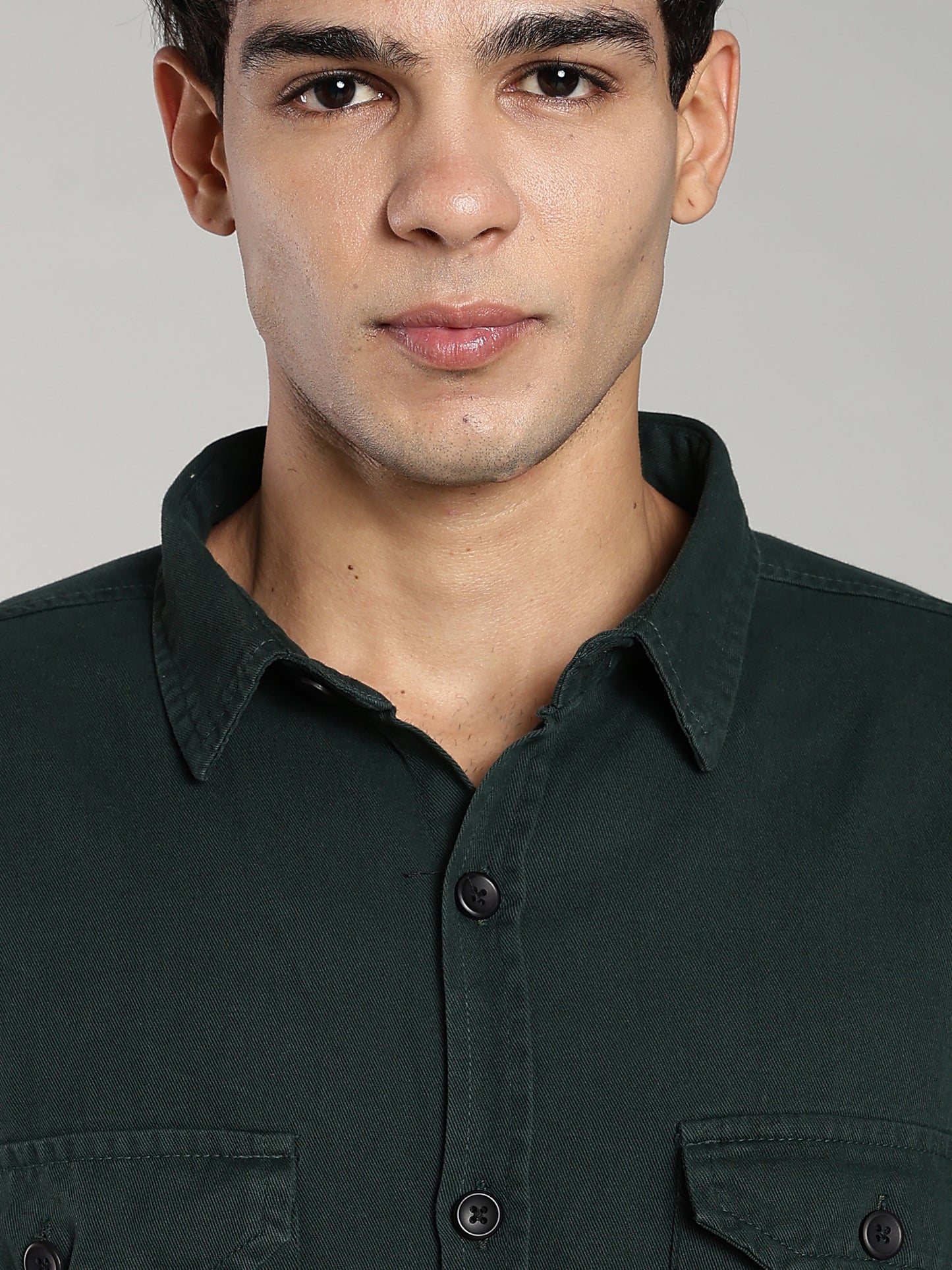 Deep Green Cotton Shirt | Regular Fit
