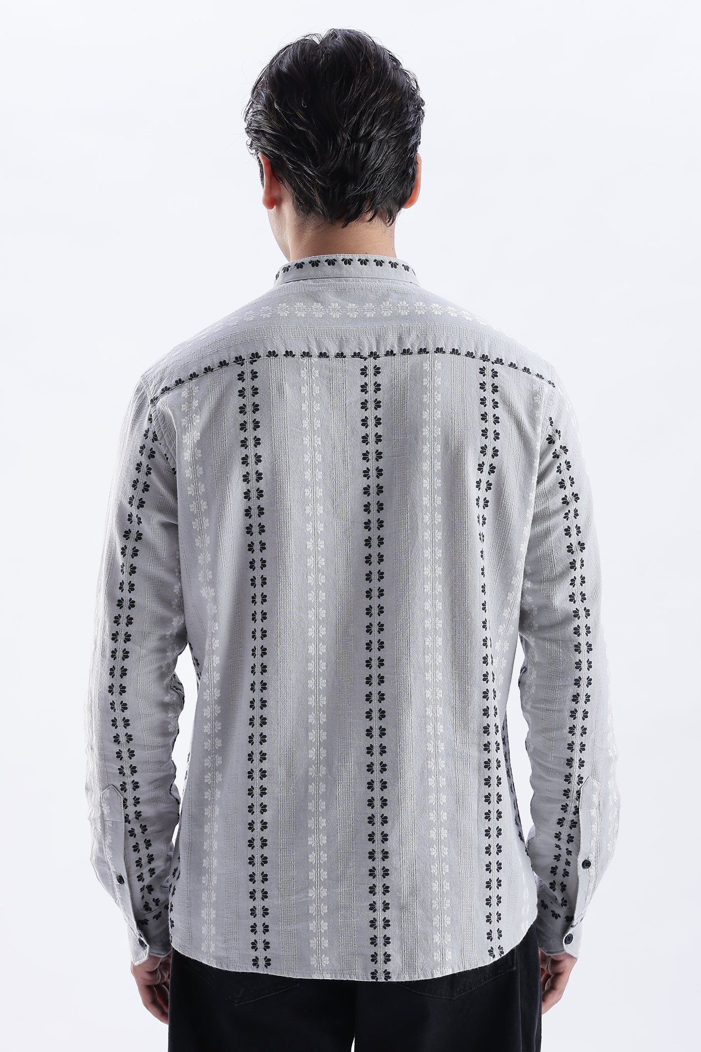 Uri Charcoal Dobby Motif Short Kurta