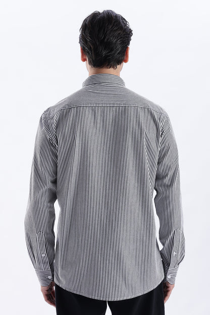 Uri Black Pinstripe Cotton Shirt