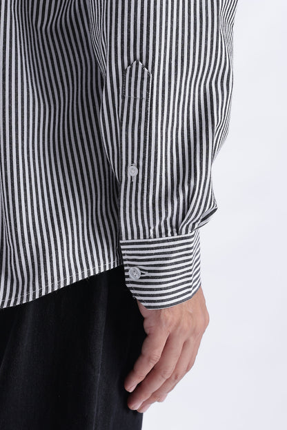 Uri Black Pinstripe Cotton Shirt