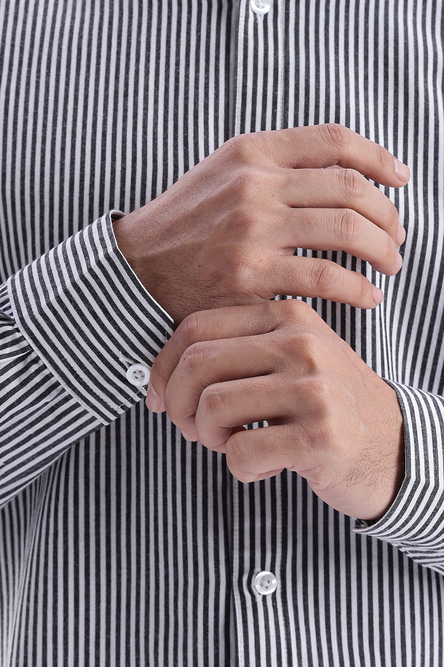 Uri Black Pinstripe Cotton Shirt