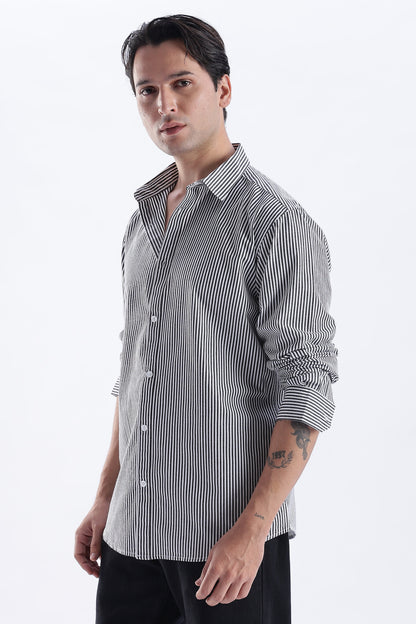 Uri Black Pinstripe Cotton Shirt