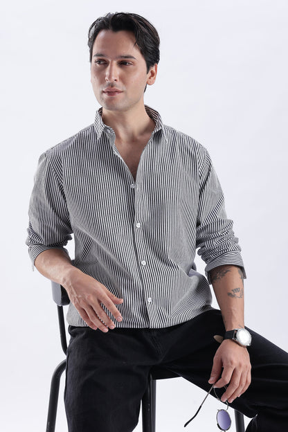 Uri Black Pinstripe Cotton Shirt