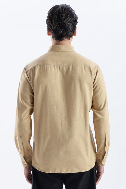 Uri Taupe Spread Collar Solid Shirt