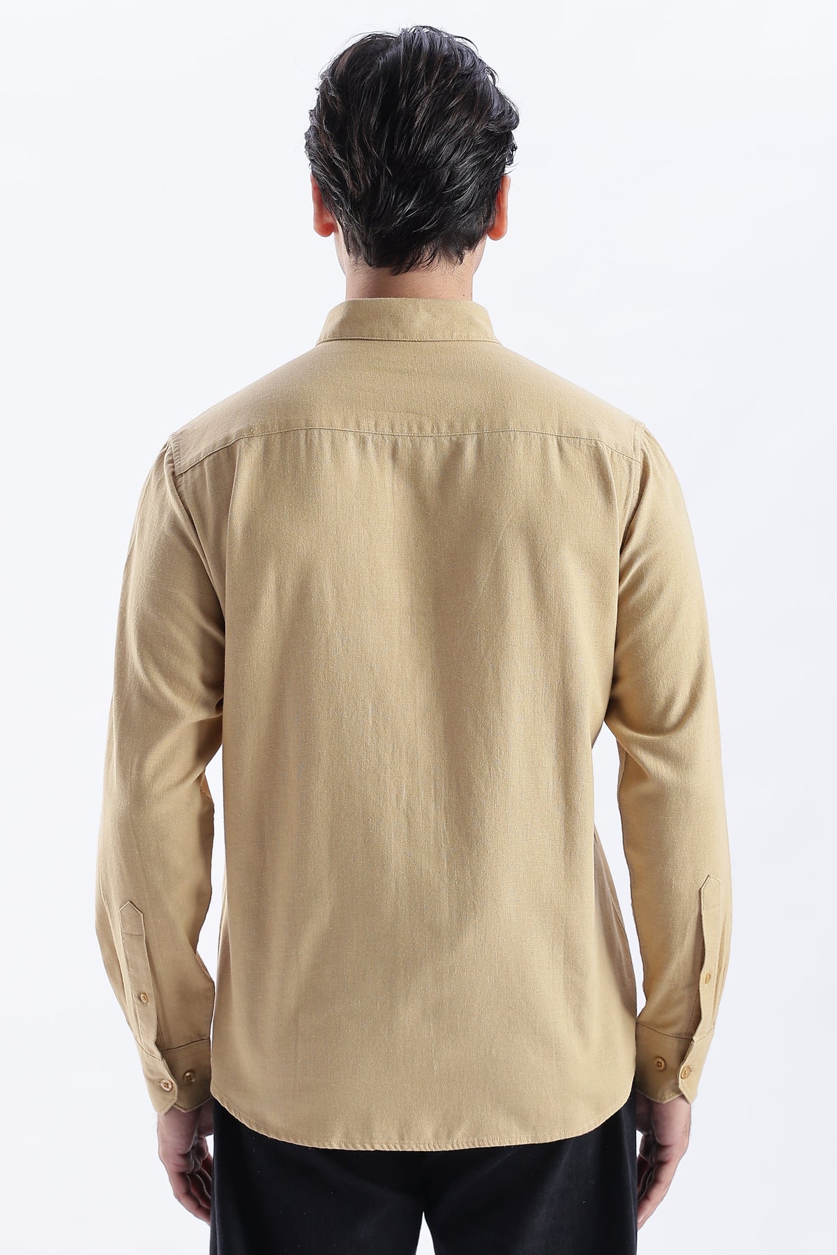 Uri Taupe Spread Collar Solid Shirt Uri