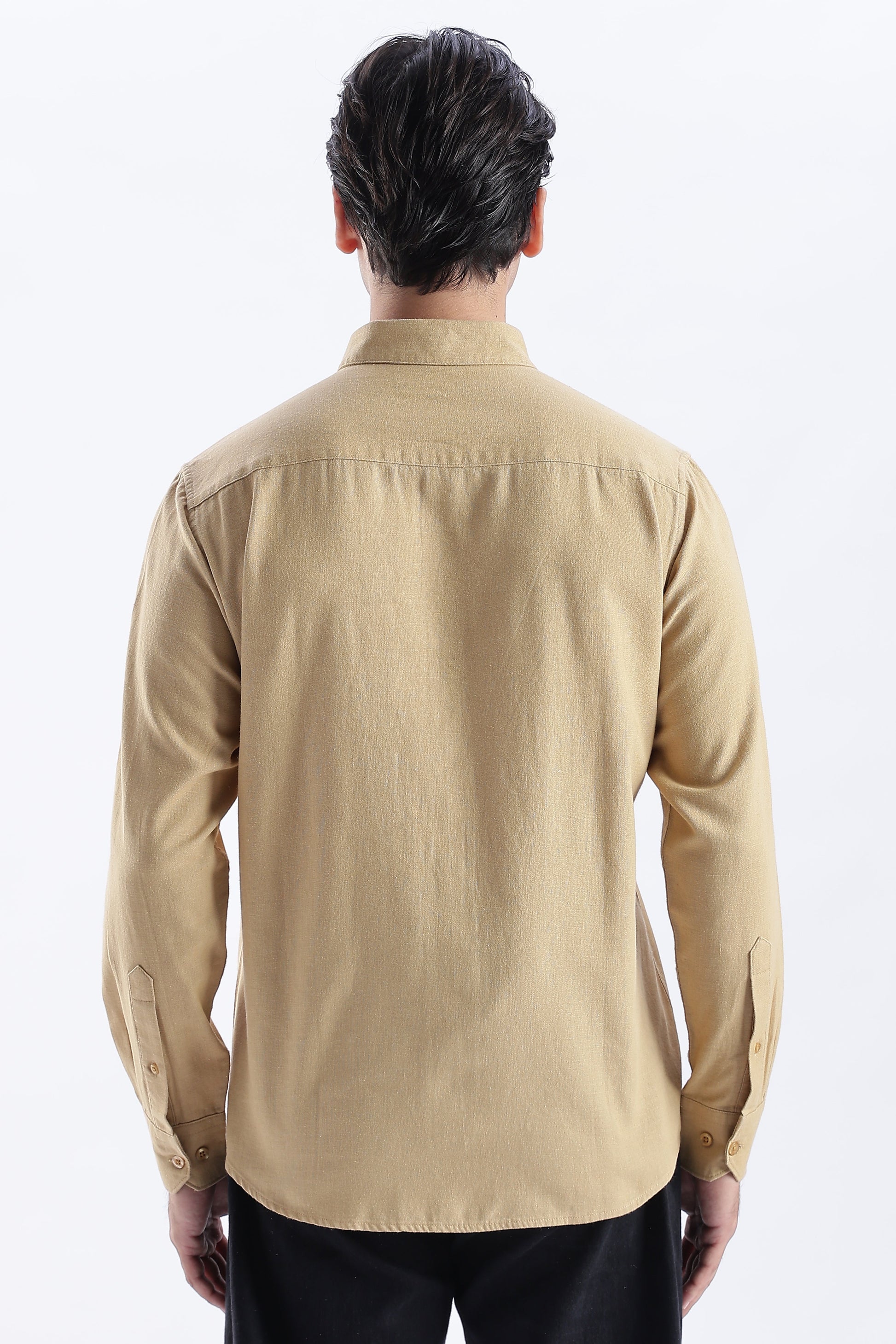 Uri Taupe Spread Collar Solid Shirt Uri