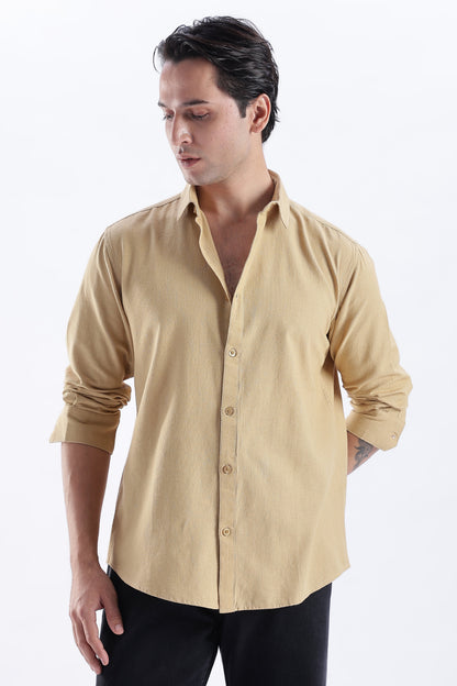 Uri Taupe Spread Collar Solid Shirt Uri
