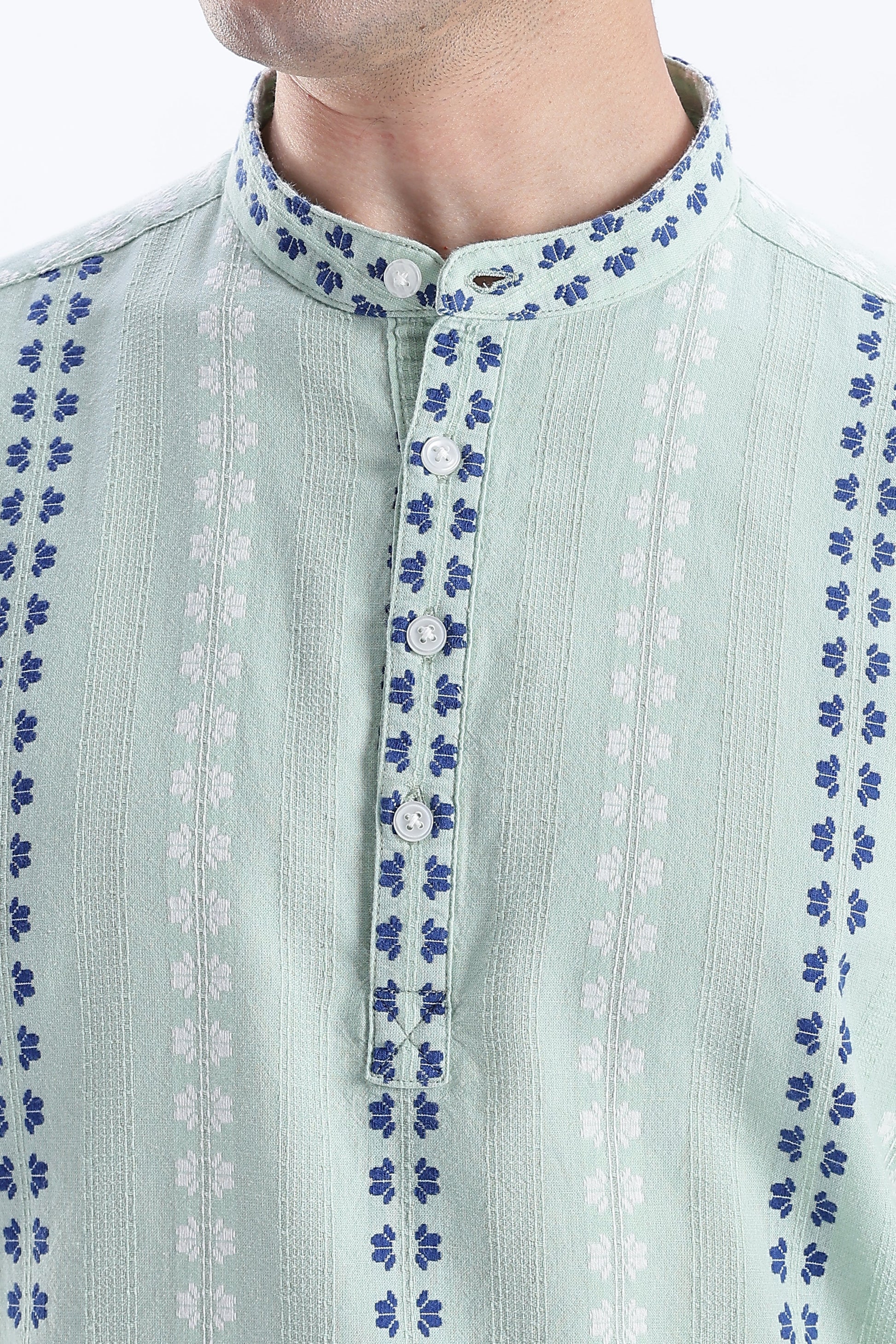 Uri Mint Dobby Motif Short Kurta Uri