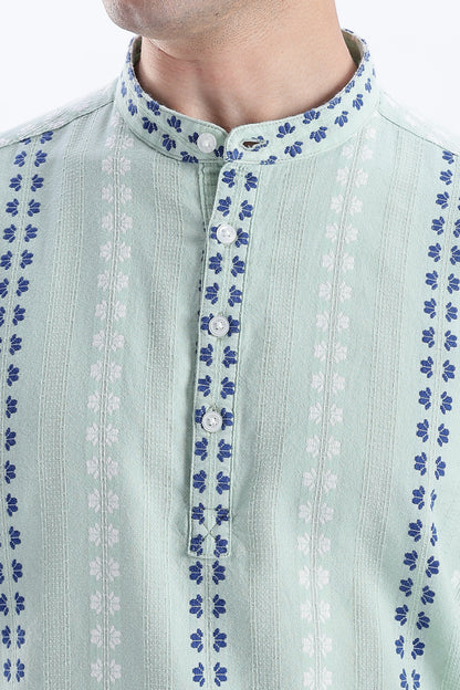 Uri Mint Dobby Motif Short Kurta Uri