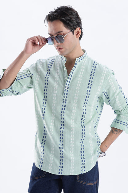Uri Mint Dobby Motif Short Kurta