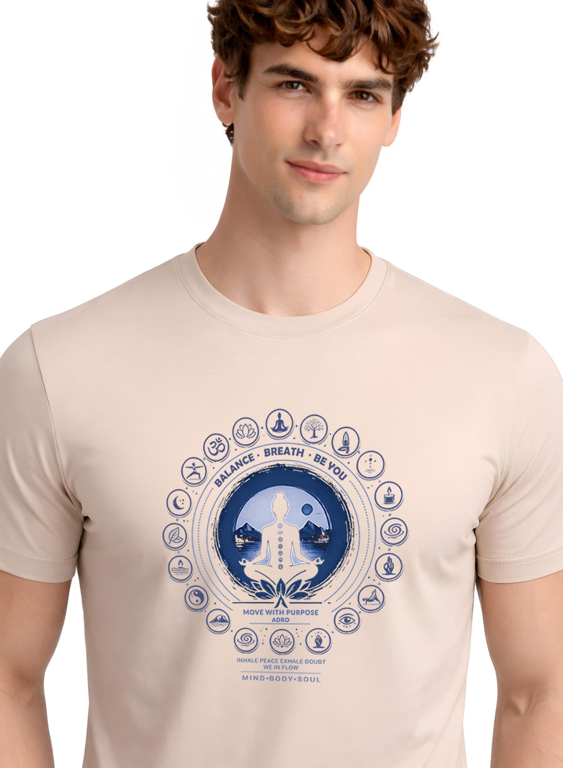 ADRO Yoga T-Shirt for Men | Mandala Printed Cotton Tshirt | Regular Fit Casual T-Shirts | Premium Summer Tshirts