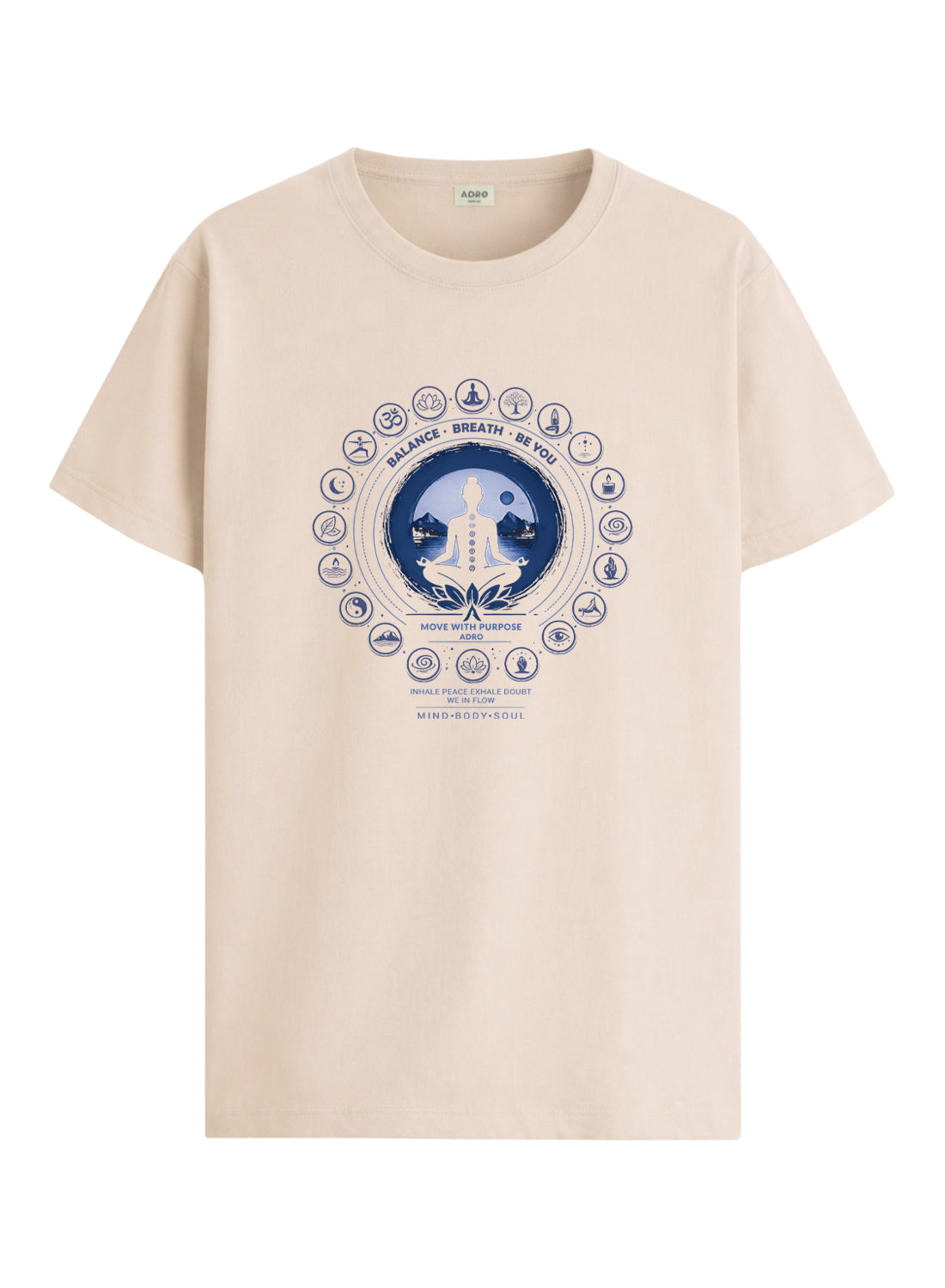 ADRO Yoga T-Shirt for Men | Mandala Printed Cotton Tshirt | Regular Fit Casual T-Shirts | Premium Summer Tshirts