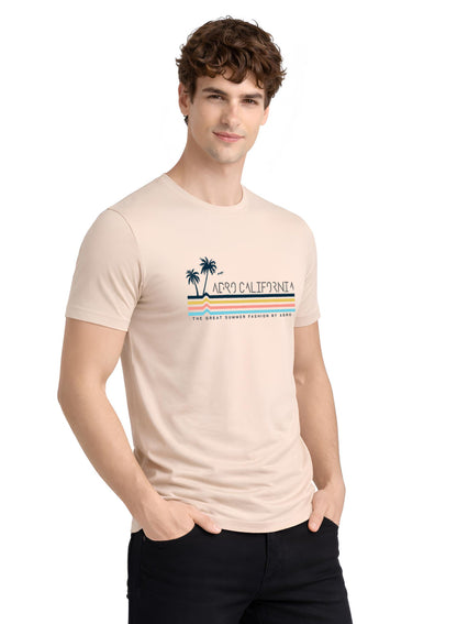 Adro Mens California Graphic T-Shirt | Retro Stripe Print Cotton Summer Tshirt | Stylish Beach T shirt | Comfortable Graphic Tee