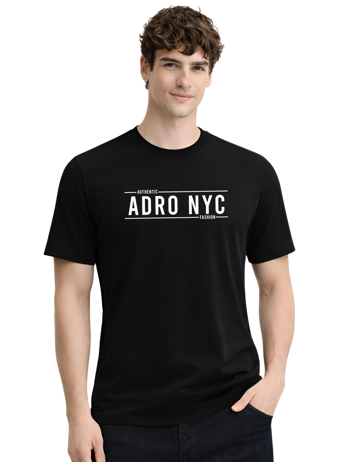 Adro Mens Branded Logo Printed T-Shirt | Typography Print 100% Cotton T shirt | Stylish Tee Summer Regular Fit Graphic Tshirt Black