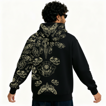 Fractured Pulse Printed Black Zipper Hoodie