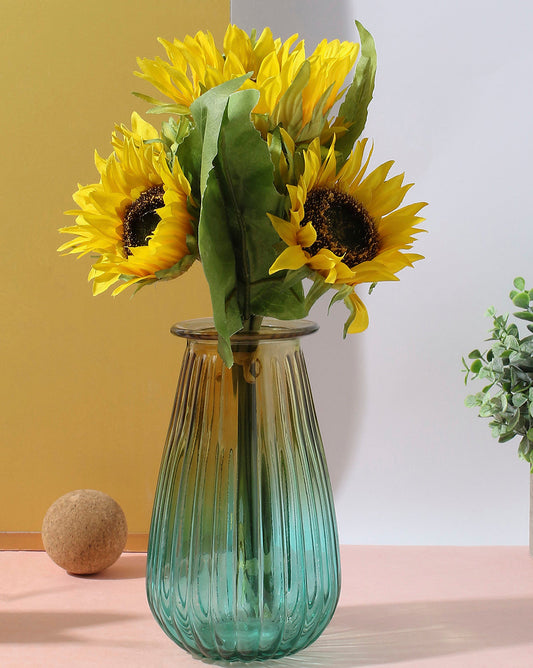 Yellow Sunflower Faux Decorative Flower Bouquet | Pack Of 7