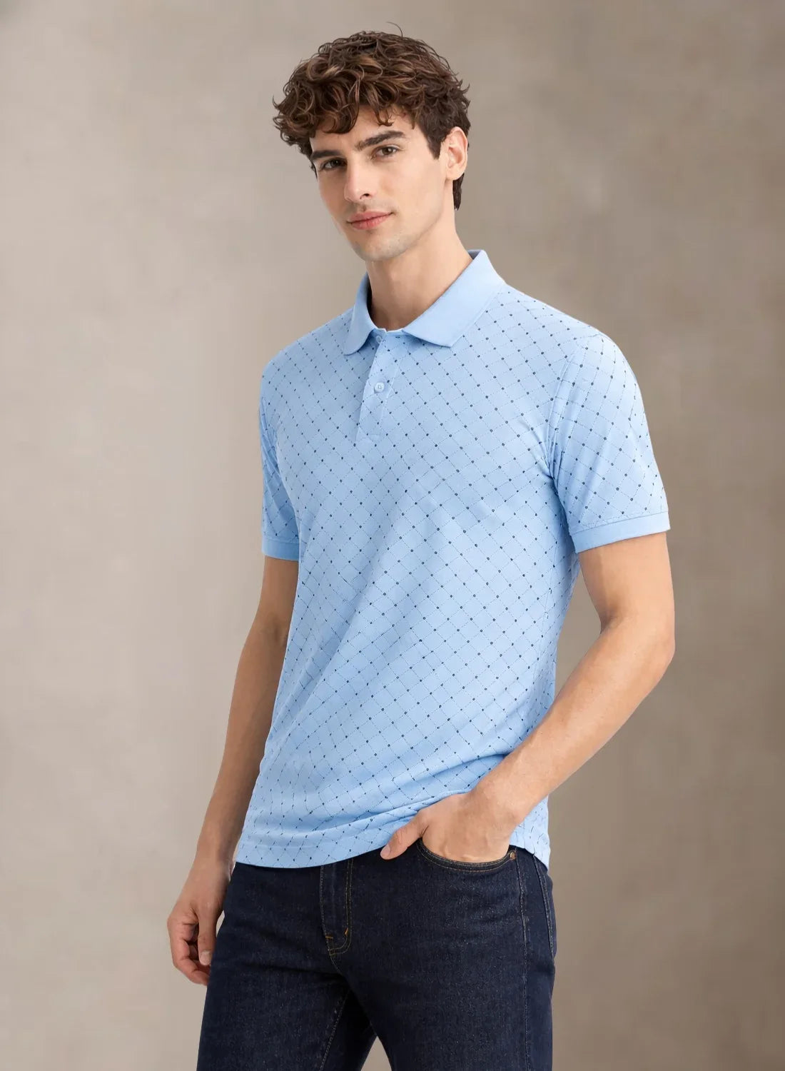 Adro Polo T-Shirt for Men | Allover Printed Polo T Shirt | Cotton Polo Tshirt