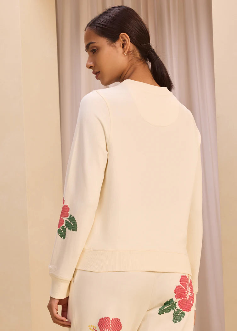 3D Hibiscus Embroidery iCotton Sweatshirt