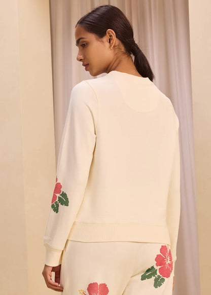 3D Hibiscus Embroidery iCotton Sweatshirt