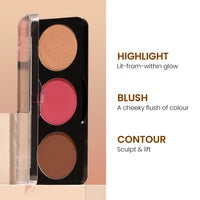 Swiss Beauty Cheek-A-Boo 3-In-1 Face Palette With Blusher,Contour And Highlighter
