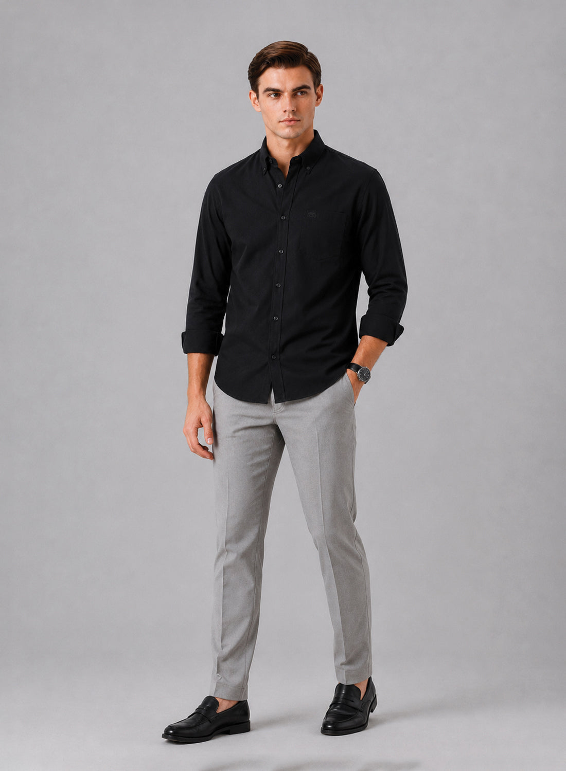 ADRO Premium Oxford Cotton Casual Shirt – Black