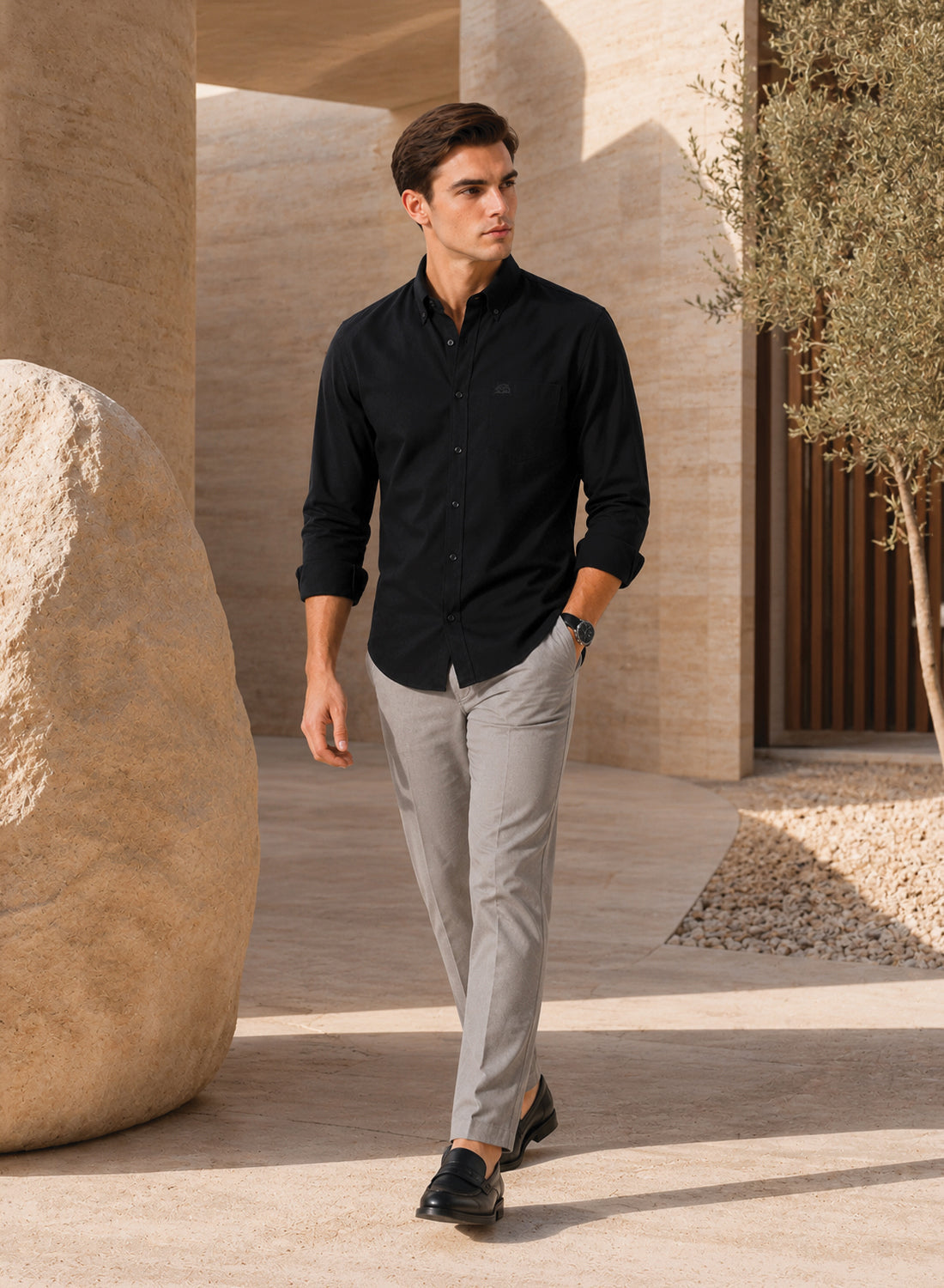 ADRO Premium Oxford Cotton Casual Shirt – Black