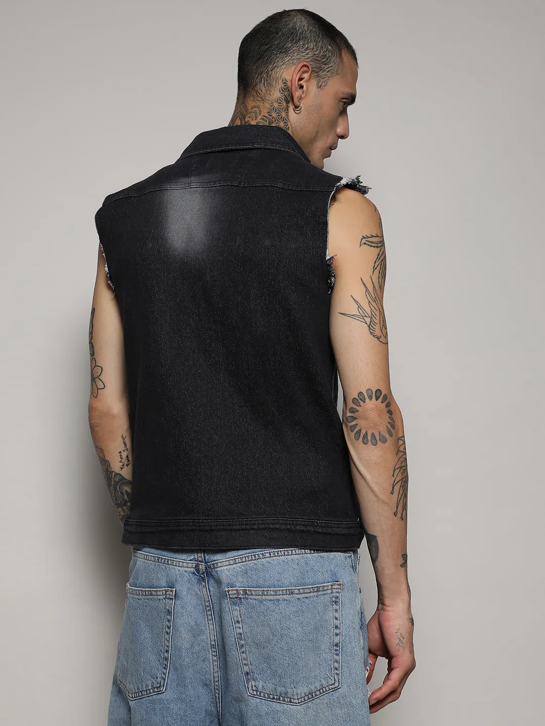 Dark-Wash Denim Jacket With Flap Pocket