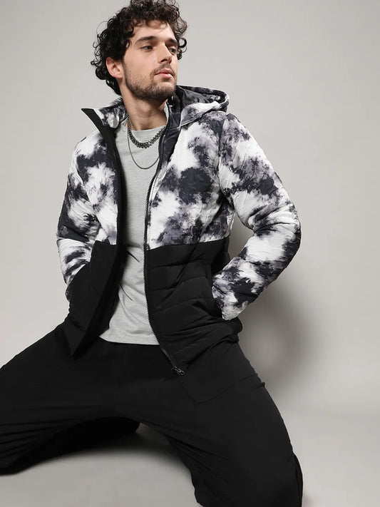 Tie-Dye Block Puffer Jacket