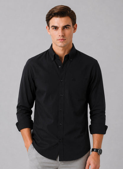 ADRO Premium Oxford Cotton Casual Shirt – Black Black