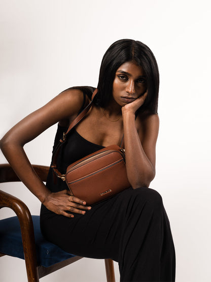 Boxed & Bold Brown Sling Bag Charme