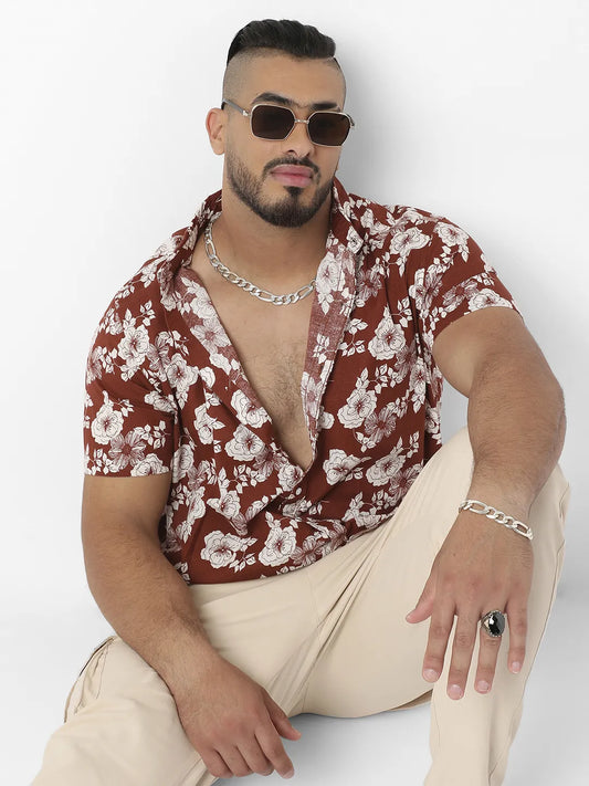 Brown Printed Casual Shirt