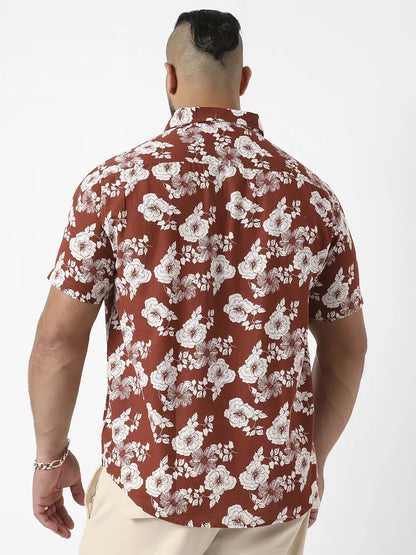 Brown Printed Casual Shirt