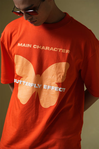 Butterfly Effect Oversized Orange T-Shirt Main Character