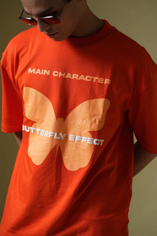 Butterfly Effect Oversized Orange T-Shirt