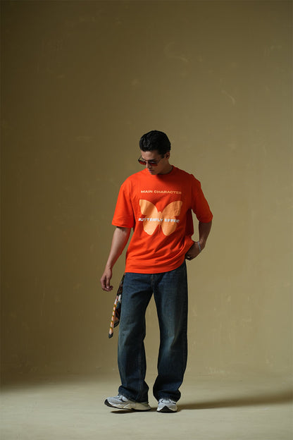 Butterfly Effect Oversized Orange T-Shirt Main Character