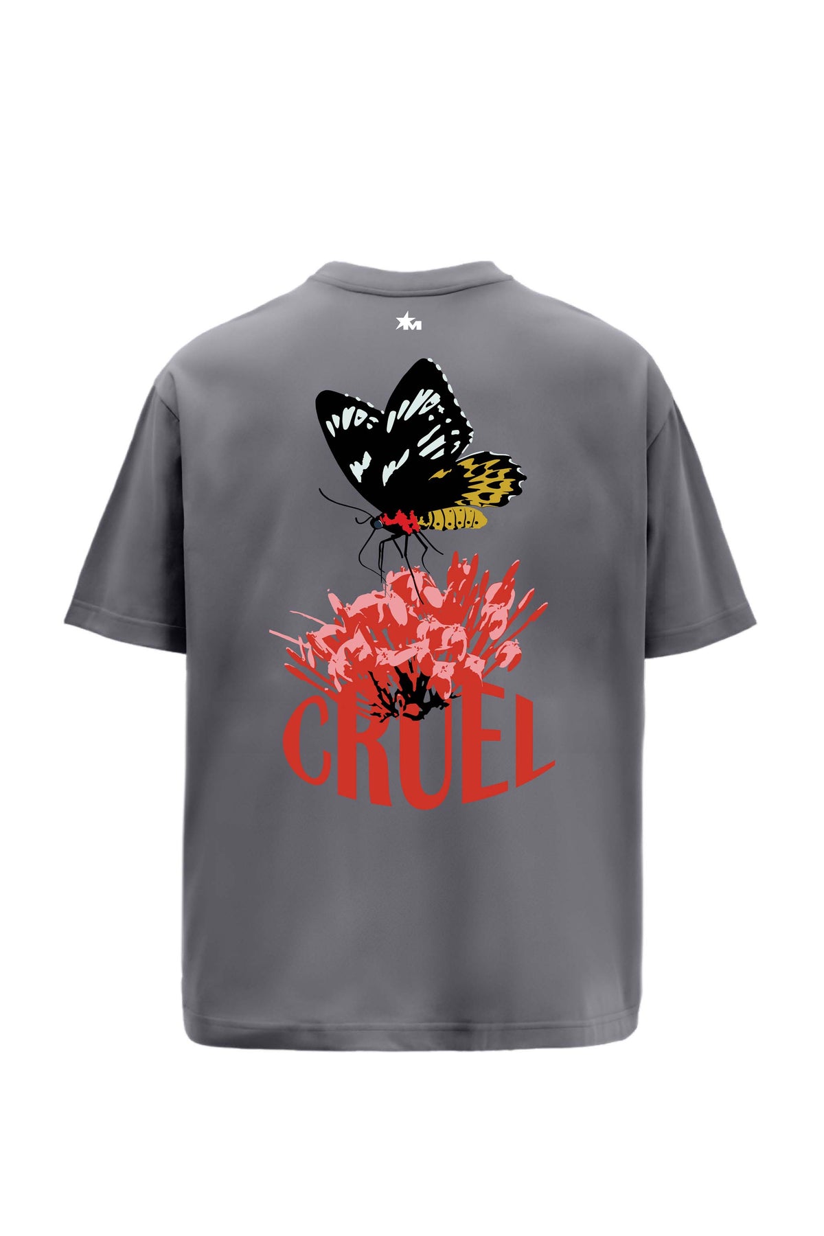 Cruel Grey Oversized Printed T-Shirt Main Character