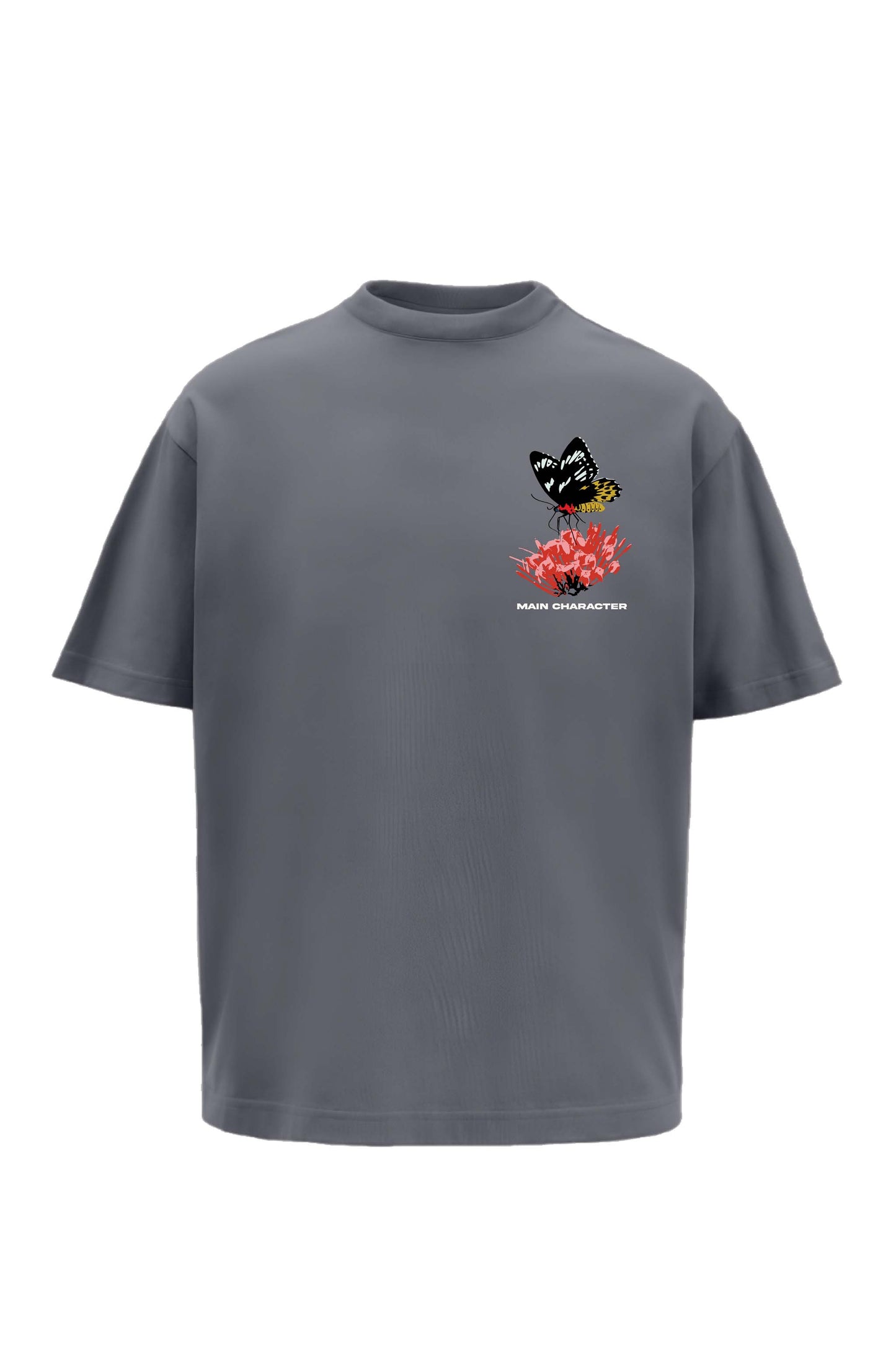 Cruel Grey Oversized Printed T-Shirt Main Character