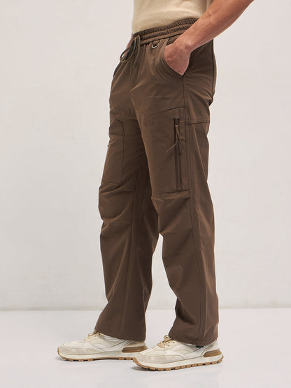Brown Relaxed Fit Cargo Pants with Functional Design