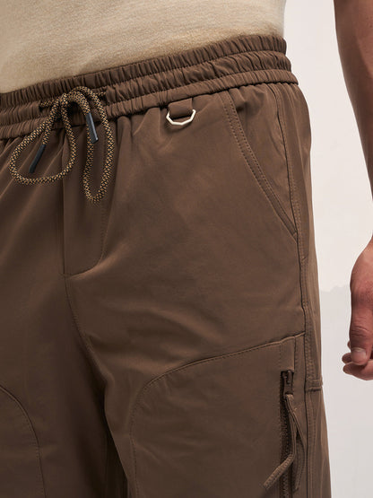 Brown Relaxed Fit Cargo Pants with Functional Design